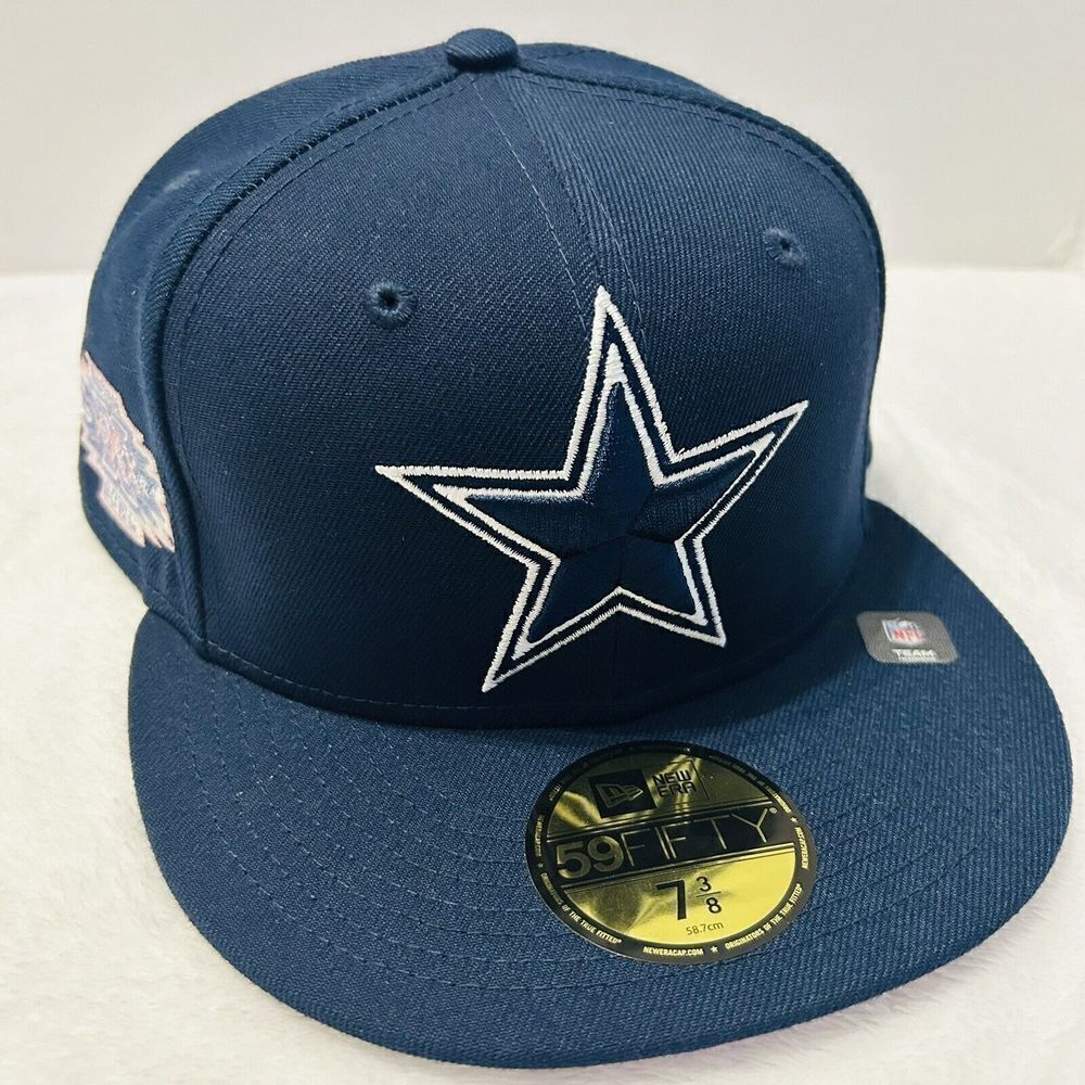 New Era Dallas Cowboys Super Bowl 30 Patch 59FIFTY Fitted Hat Blue Pink Sz 7 3/8